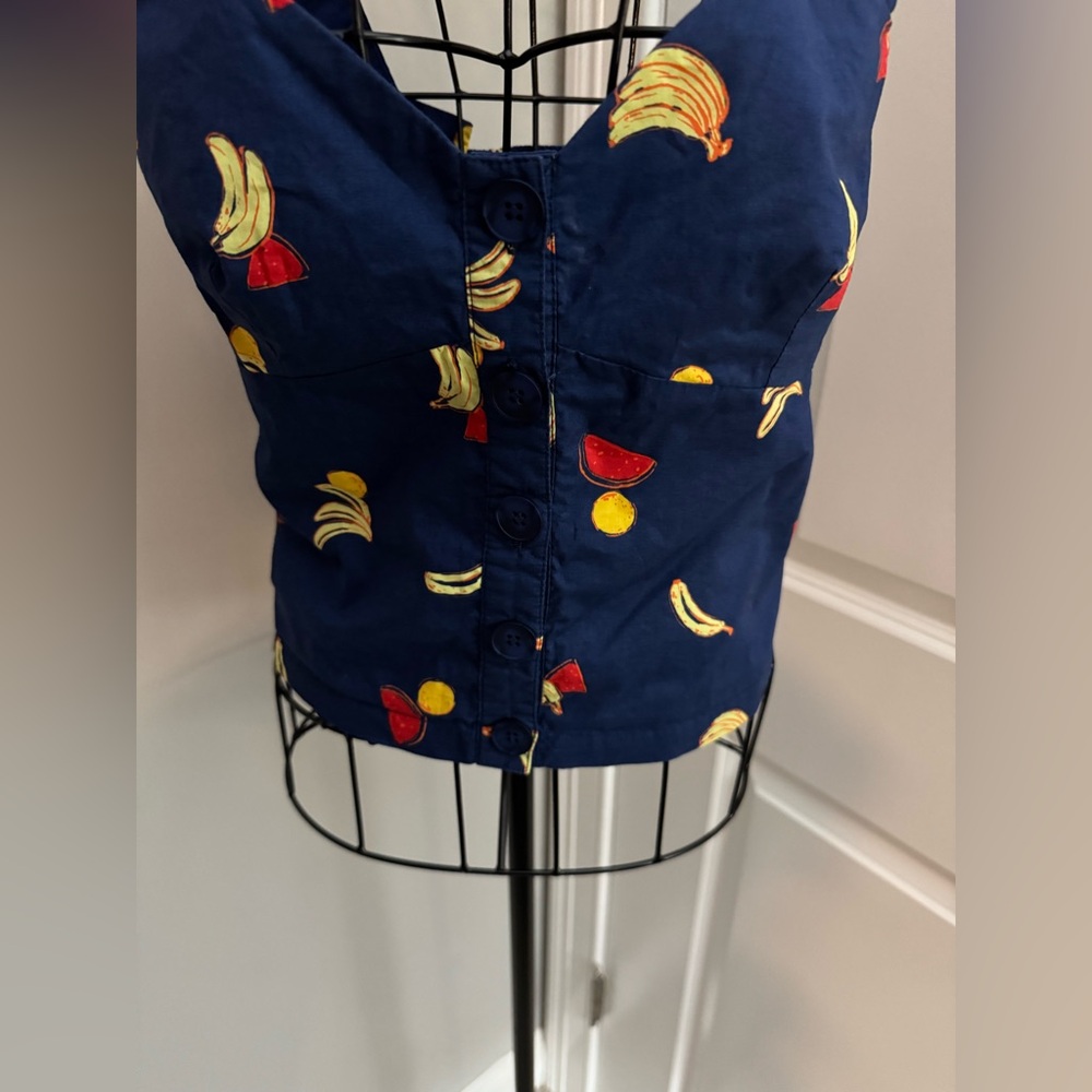 ModCloth Fruit Print Crop Top Size Small - Picture 2 of 6